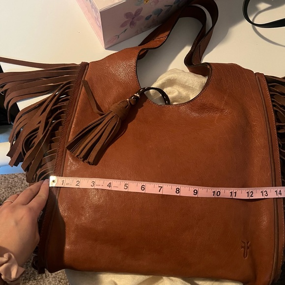 Frye Tan Leather Fringe Shoulder Bag - Picture 9 of 11